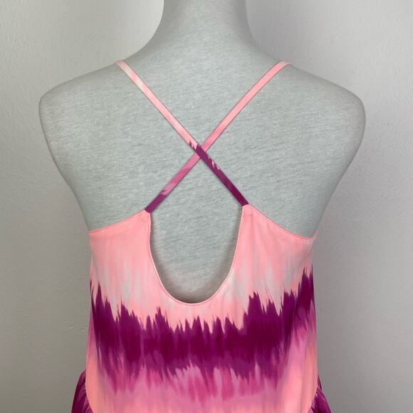 Buddy Love | Gigi Berry Colada Pink Purple Tie Dye Criss Cross Strap Peplum Tank - Picture 4 of 7